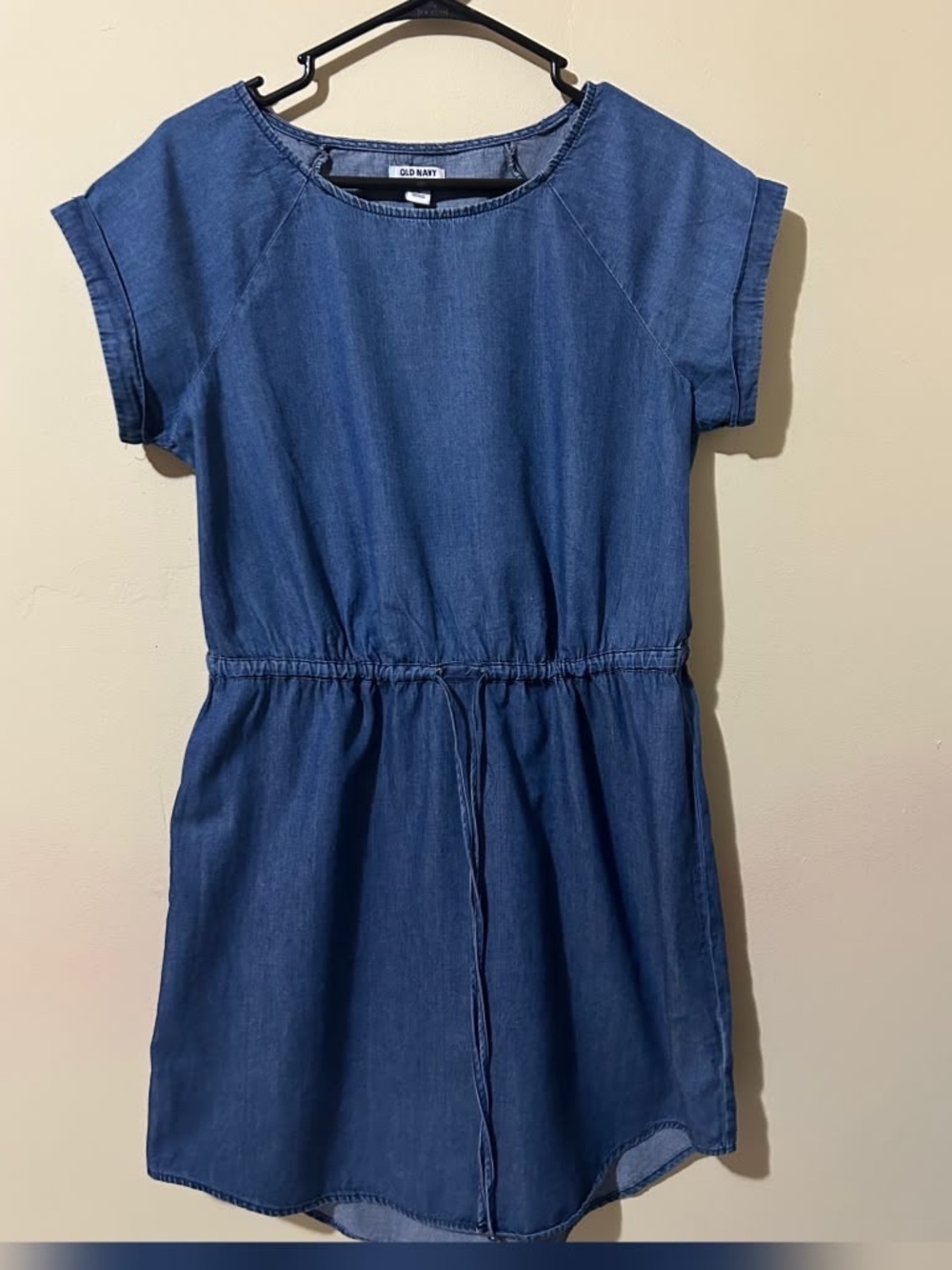 Old Navy Blue Denim-Style Drawstring Waist Casual Dress